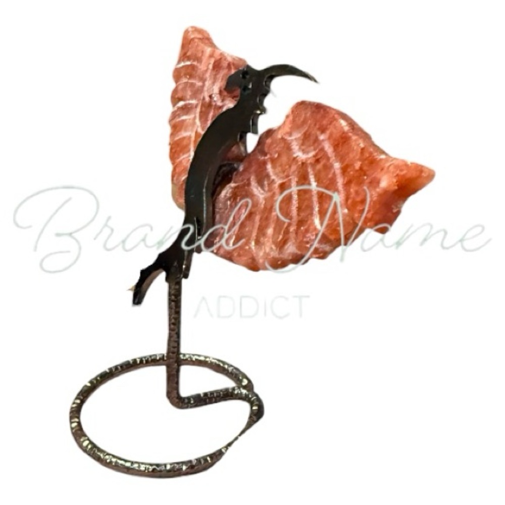 PRICE IS FIRM - Carnelian Agate Mini Wing Metal Dragon Stand - Picture 3 of 5
